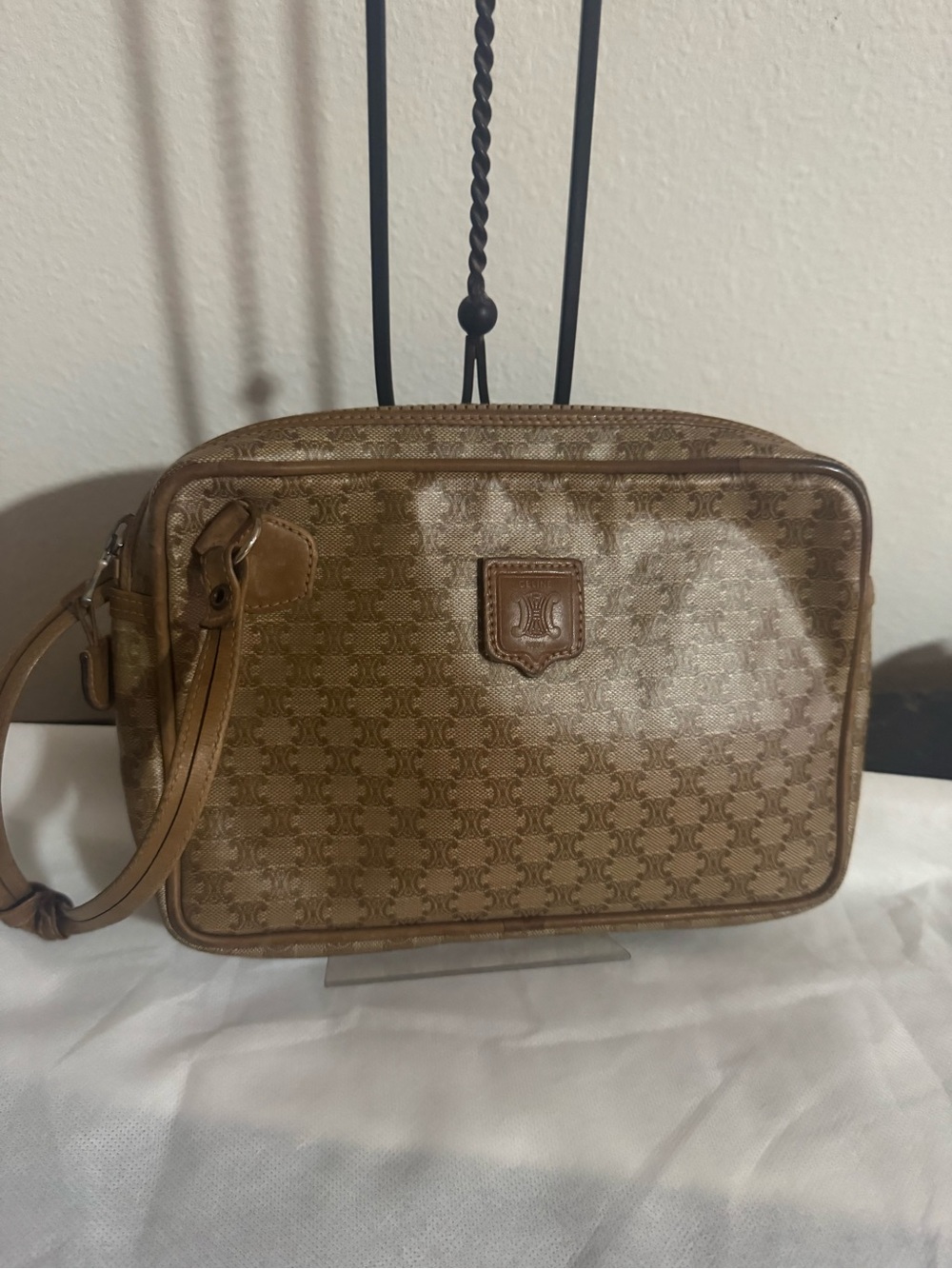 Celine Beige/Tan Monogram Canvas Shoulder Bag - Picture 16 of 17